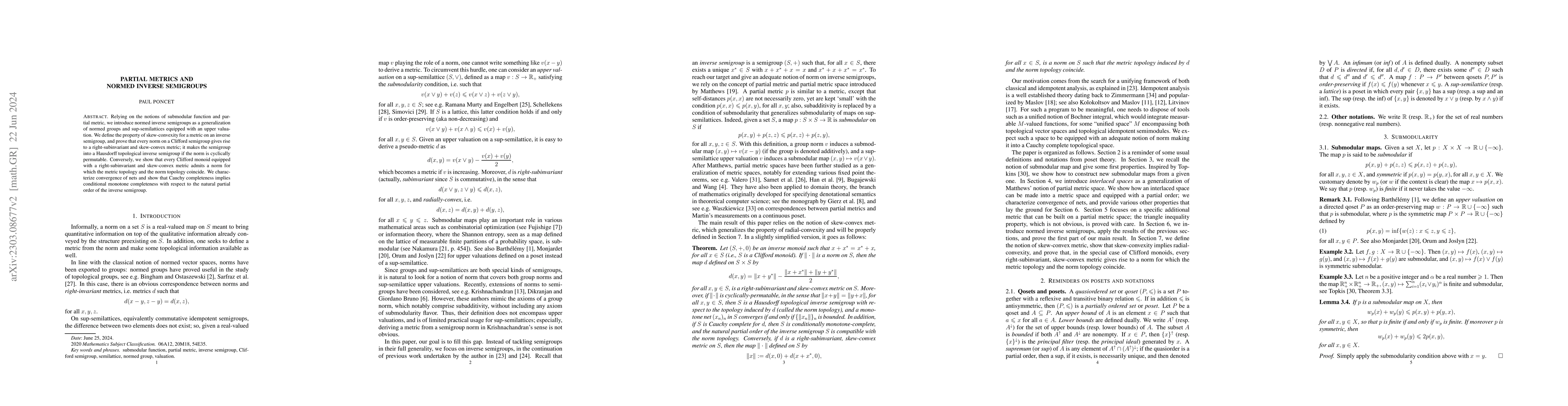 Thumbnail for Partial metrics and normed inverse semigroups