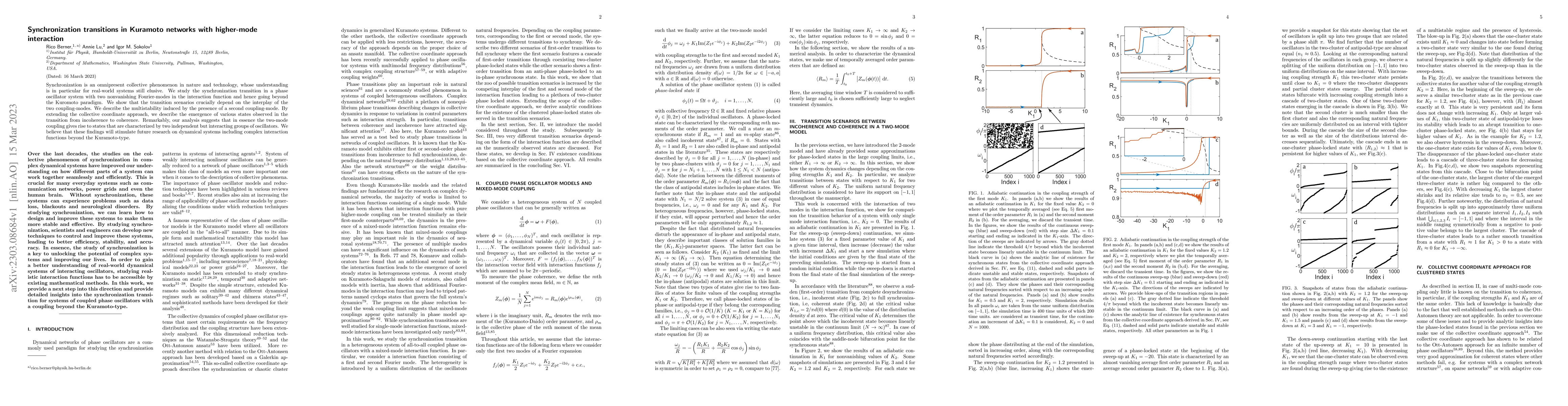 Thumbnail for Synchronization transitions in Kuramoto networks with higher-mode
  interaction