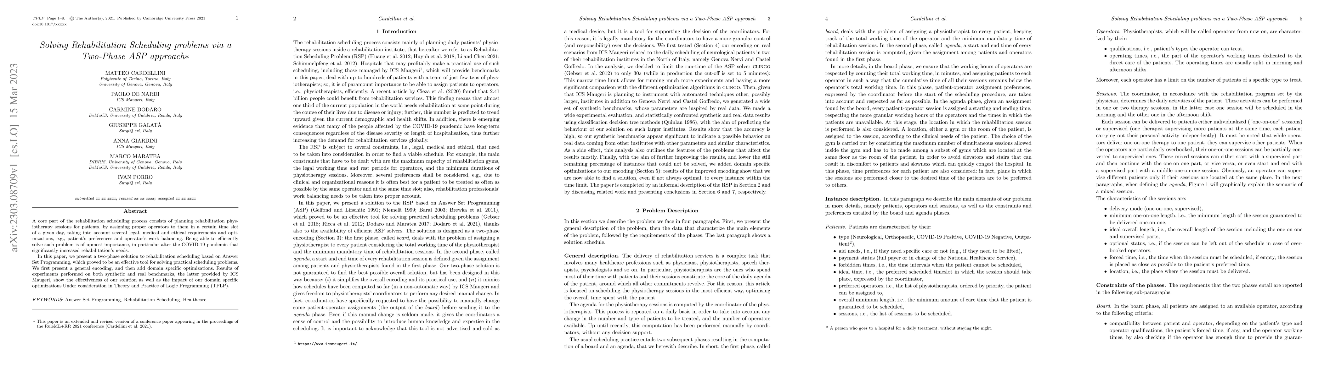 Thumbnail for Solving Rehabilitation Scheduling problems via a Two-Phase ASP approach