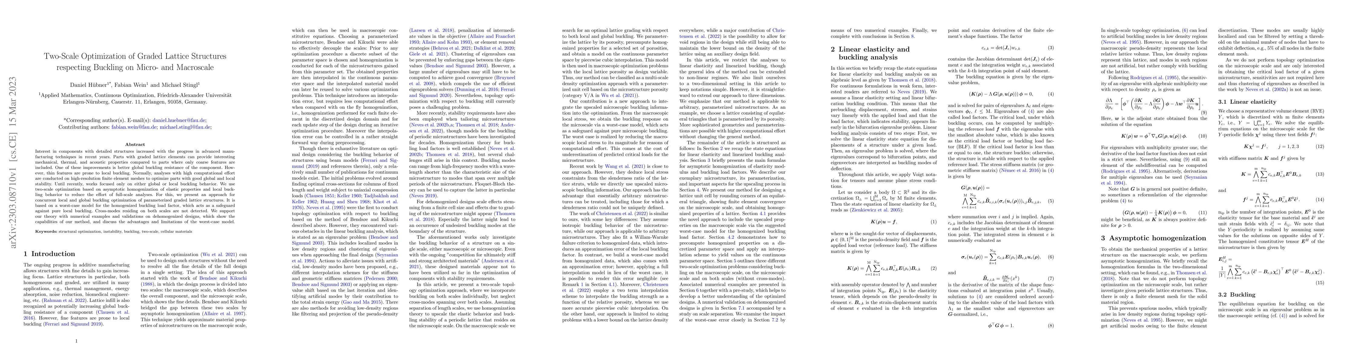 Thumbnail for Two-Scale Optimization of Graded Lattice Structures respecting Buckling
  on Micro- and Macroscale