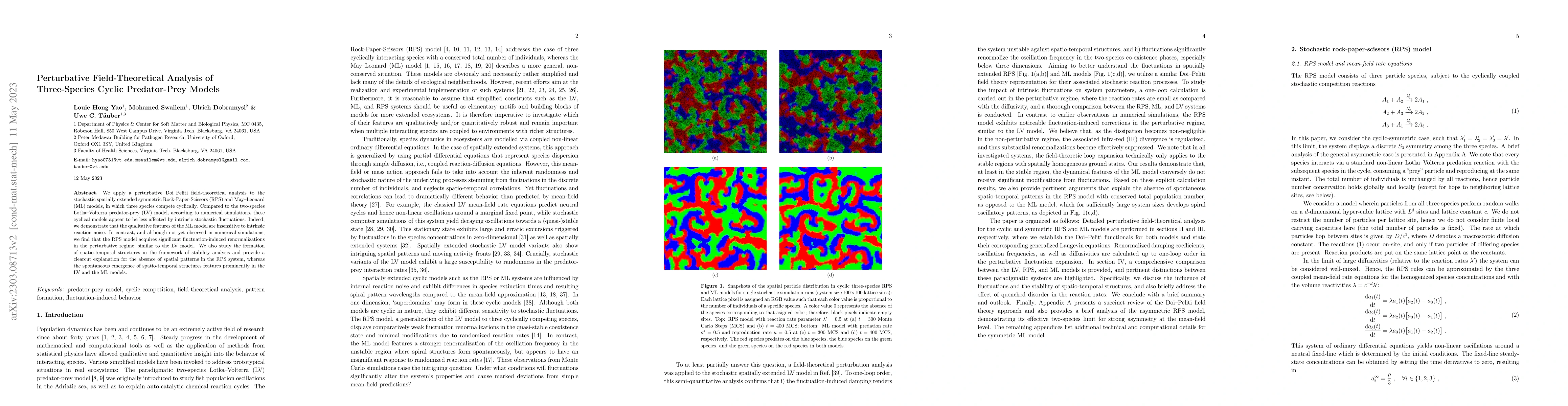 Thumbnail for Perturbative Field-Theoretical Analysis of Three-Species Cyclic
  Predator-Prey Models