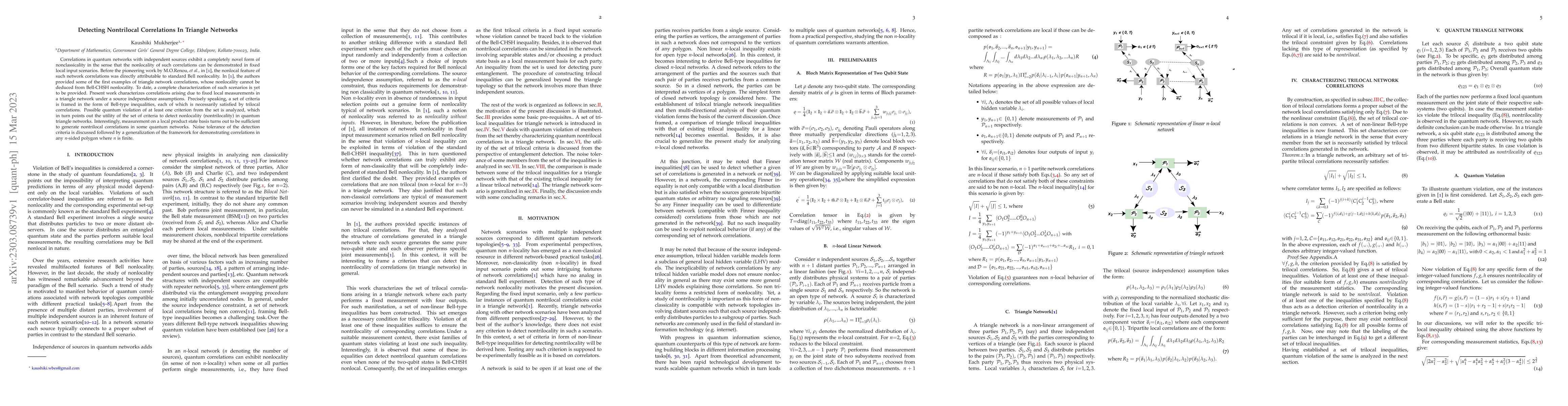 Thumbnail for Detecting Nontrilocal Correlations In Triangle Networks