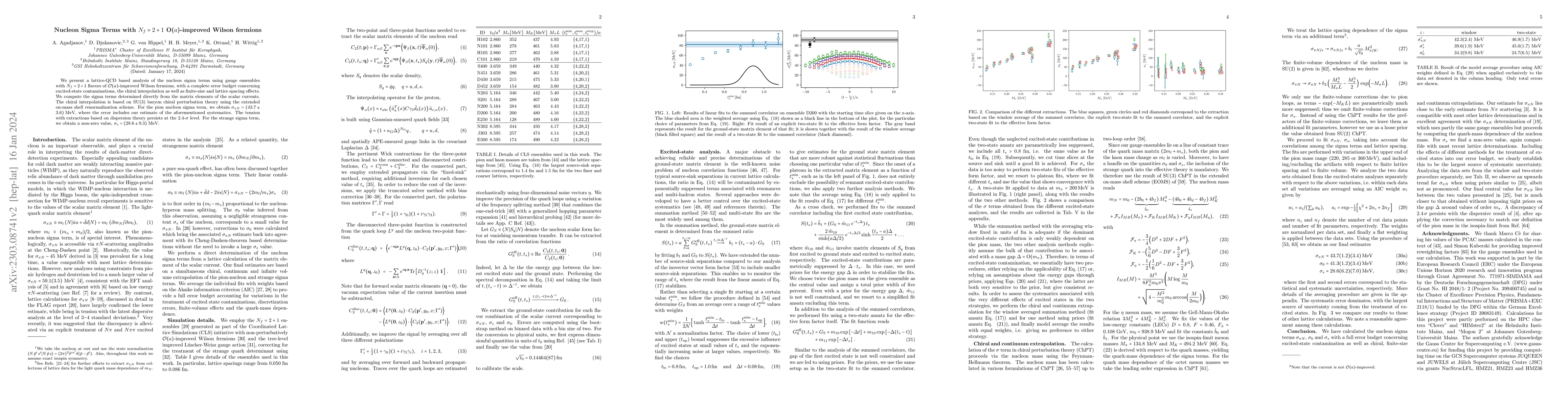 Thumbnail for Nucleon Sigma Terms with $N_f = 2 + 1$ O($a$)-improved Wilson fermions