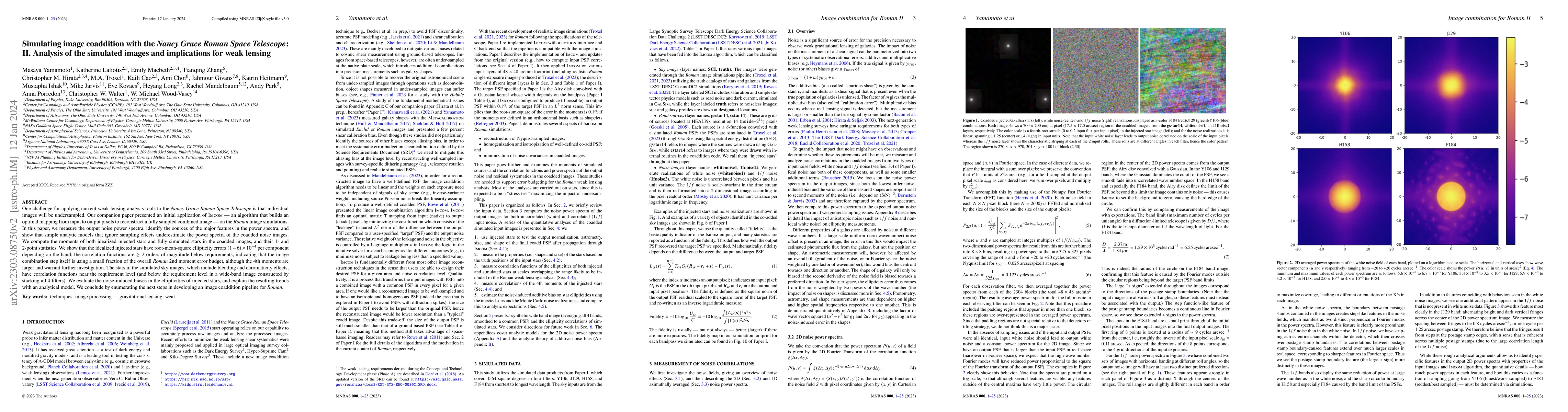 Thumbnail for Simulating image coaddition with the Nancy Grace Roman Space Telescope:
  II. Analysis of the simulated images and implications for weak lensing