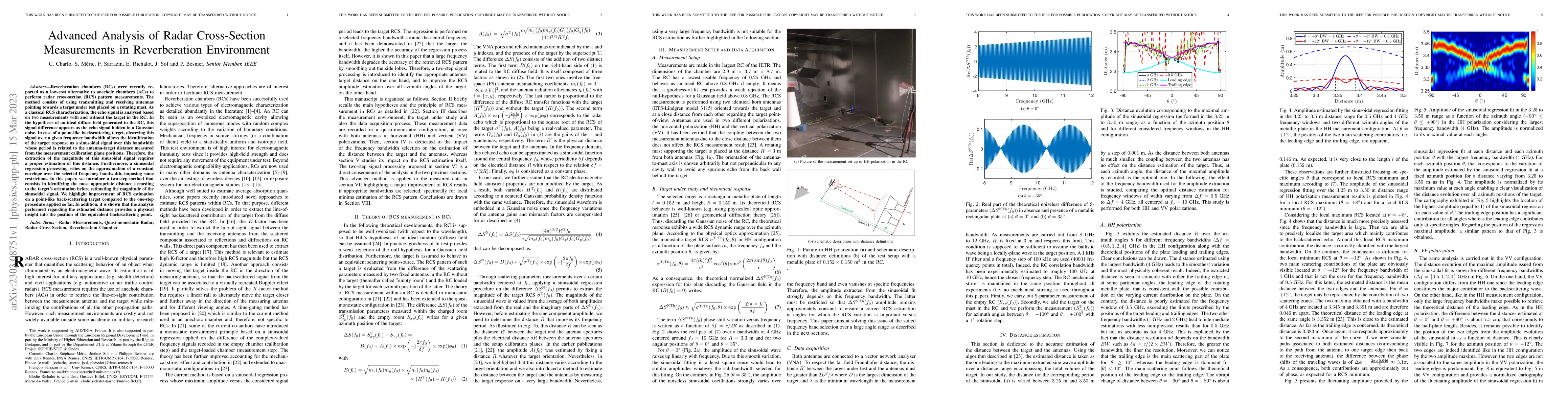 Thumbnail for Advanced Analysis of Radar Cross-Section Measurements in Reverberation
  Environment