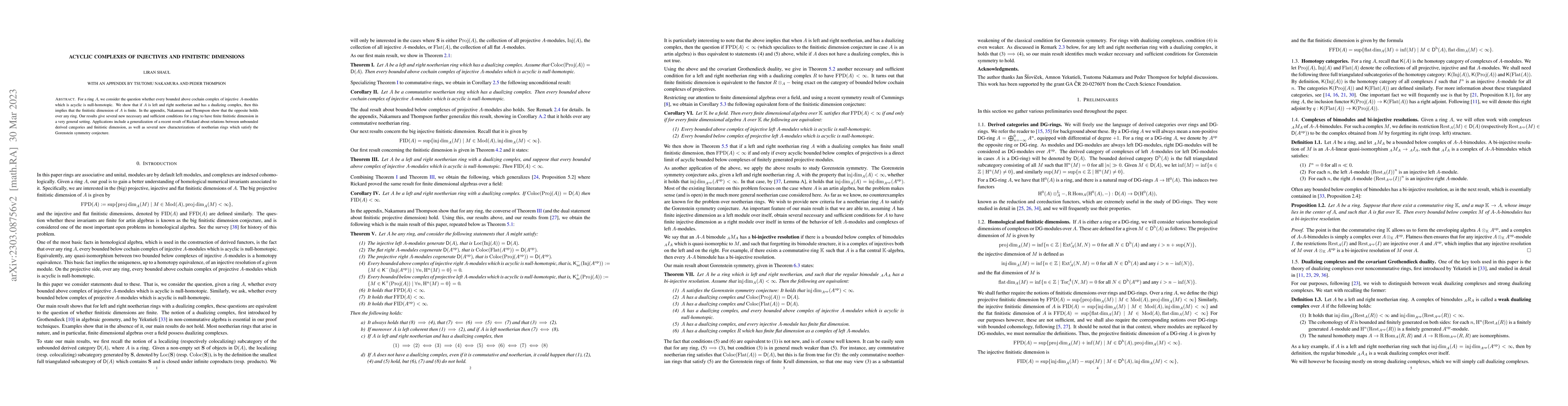 Thumbnail for Acyclic complexes of injectives and finitistic dimensions