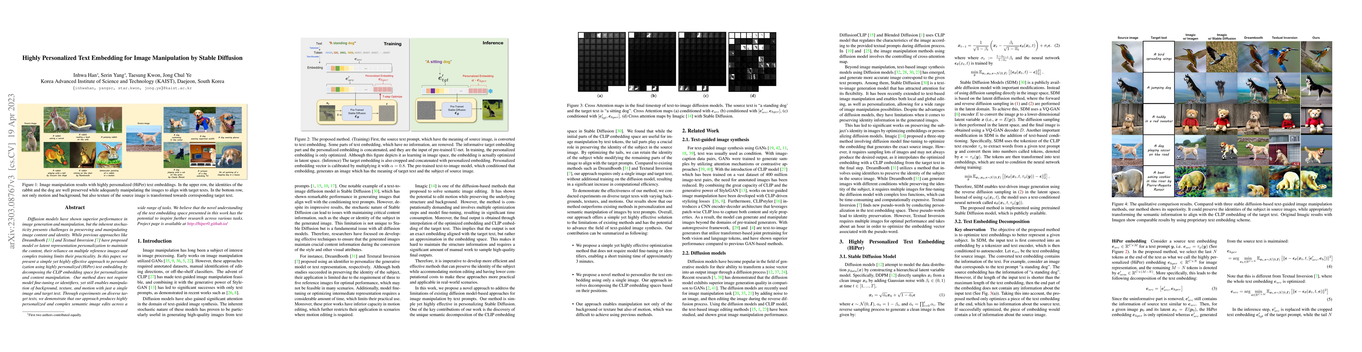 Thumbnail for Highly Personalized Text Embedding for Image Manipulation by Stable
  Diffusion