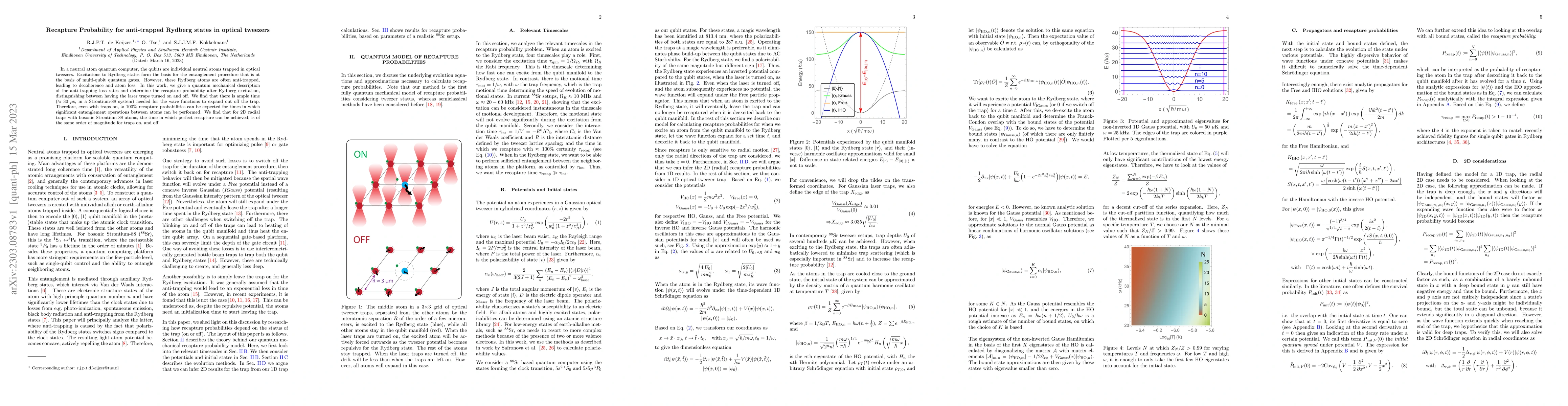Thumbnail for Recapture Probability for anti-trapped Rydberg states in optical
  tweezers
