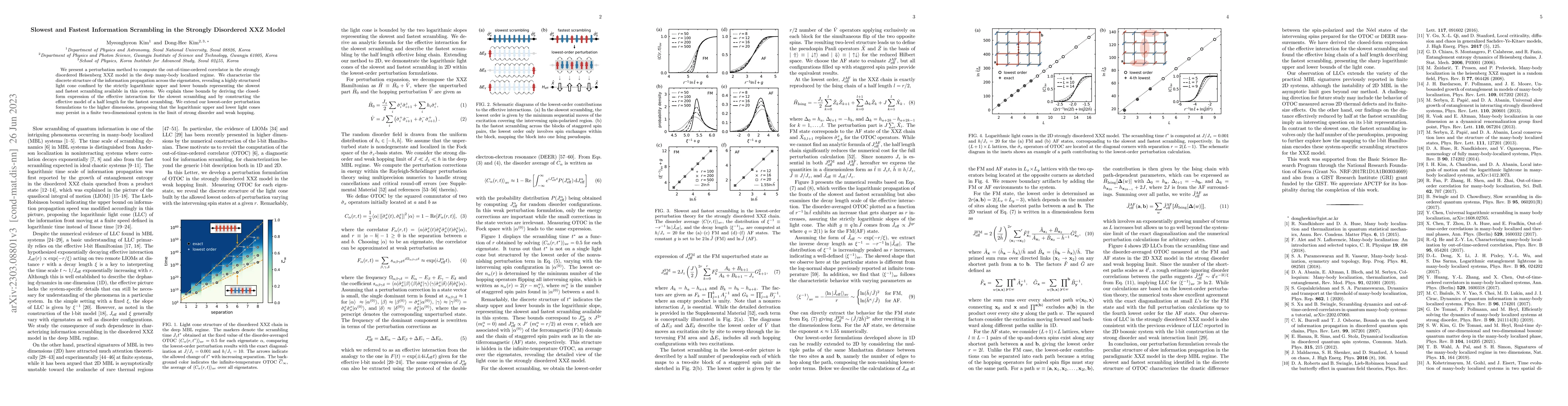 Thumbnail for Slowest and Fastest Information Scrambling in the Strongly Disordered
  XXZ Model