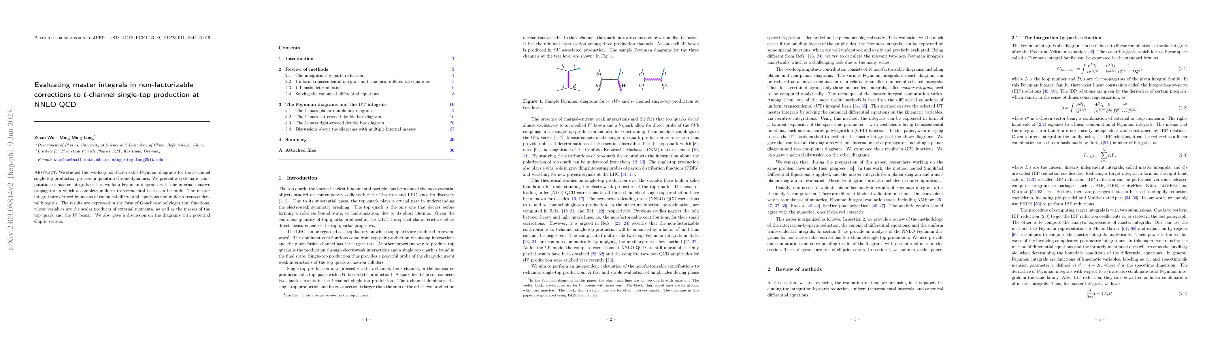 Thumbnail for Evaluating master integrals in non-factorizable corrections to
  $t$-channel single-top production at NNLO QCD