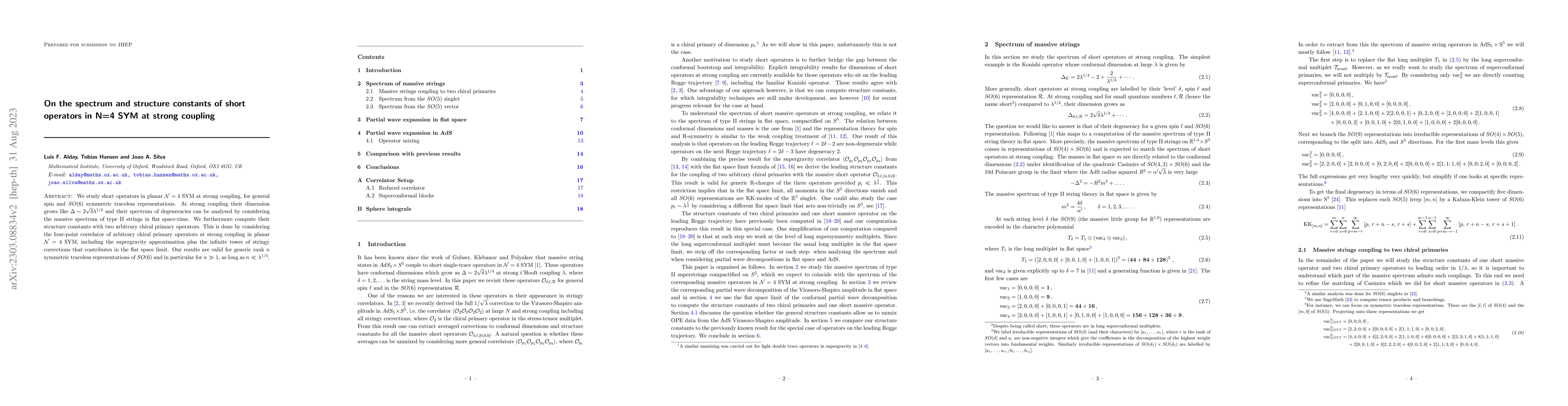Thumbnail for On the spectrum and structure constants of short operators in N=4 SYM at
  strong coupling