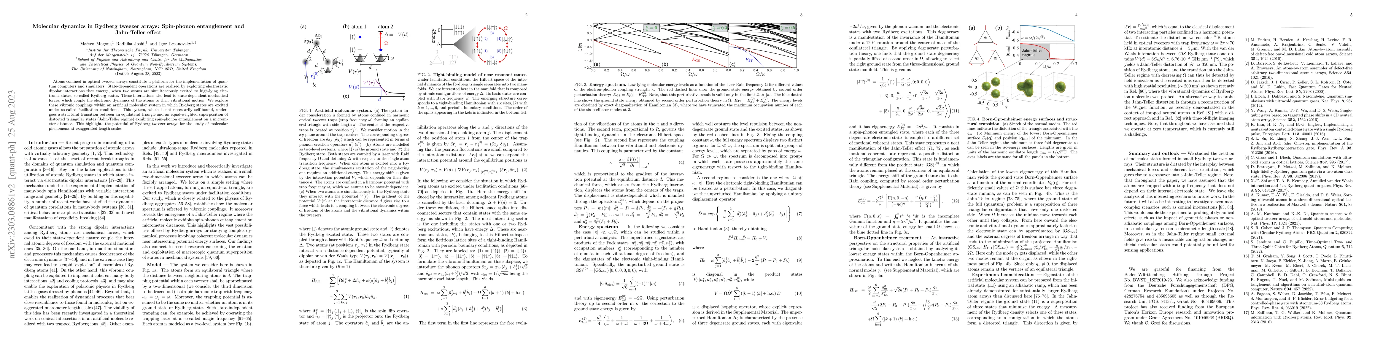 Thumbnail for Molecular Dynamics in Rydberg Tweezer Arrays: Spin-Phonon Entanglement
  and Jahn-Teller Effect