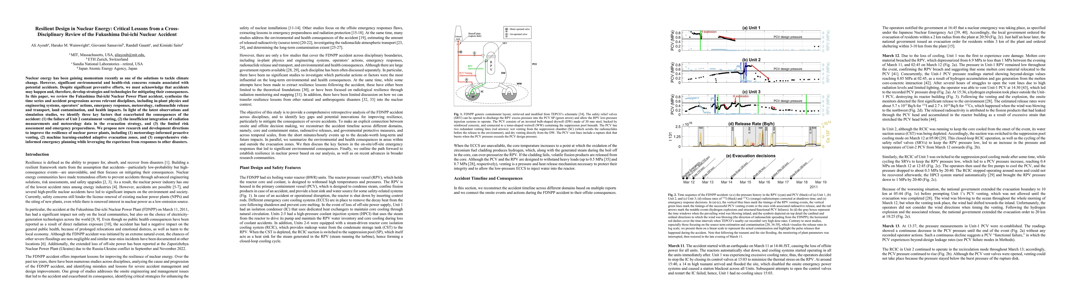 Thumbnail for Resilient Design in Nuclear Energy: Critical Lessons from a
  Cross-Disciplinary Review of the Fukushima Dai-ichi Nuclear Accident