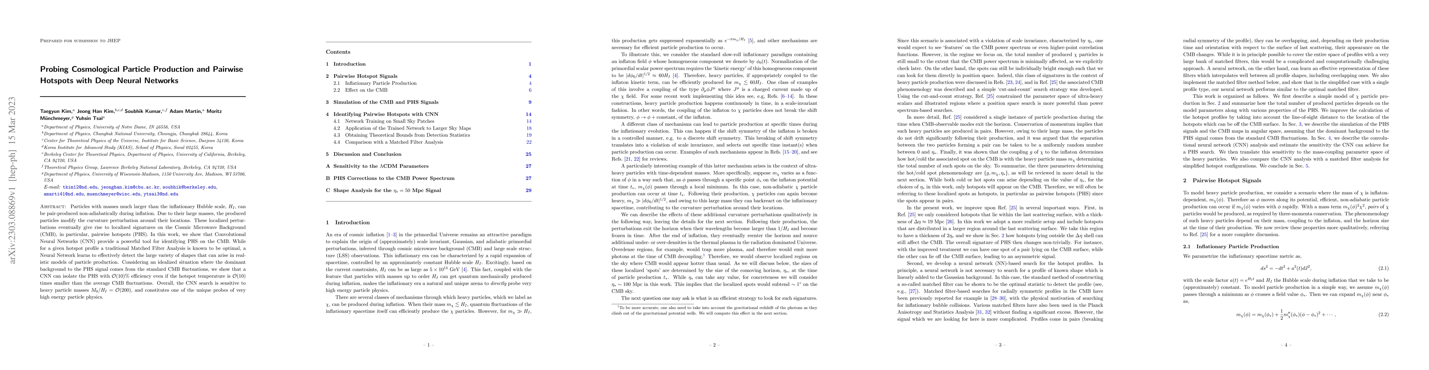 Thumbnail for Probing Cosmological Particle Production and Pairwise Hotspots with Deep
  Neural Networks
