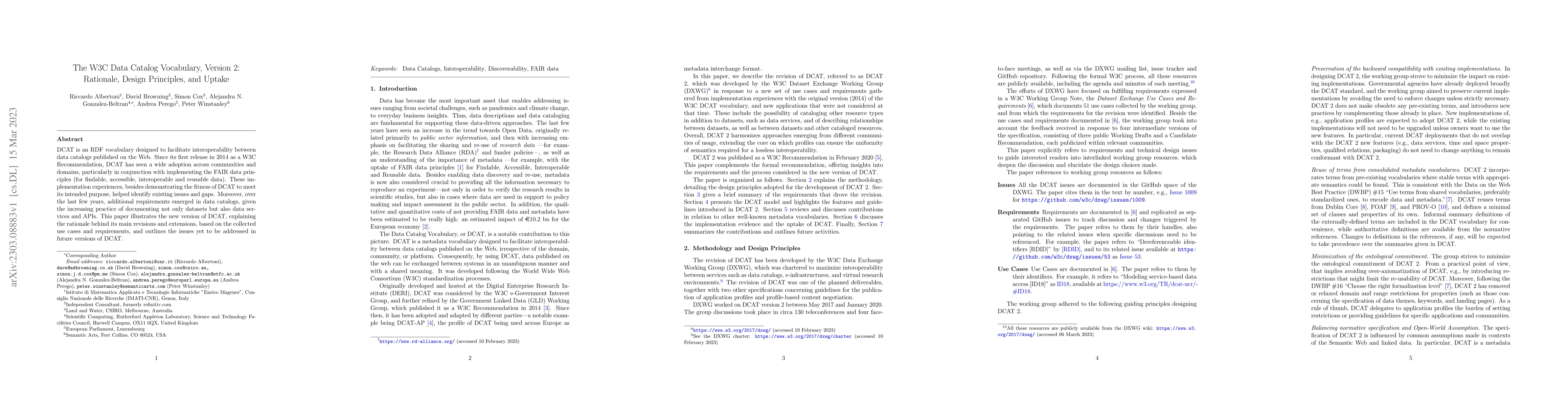 Thumbnail for The W3C Data Catalog Vocabulary, Version 2: Rationale, Design
  Principles, and Uptake