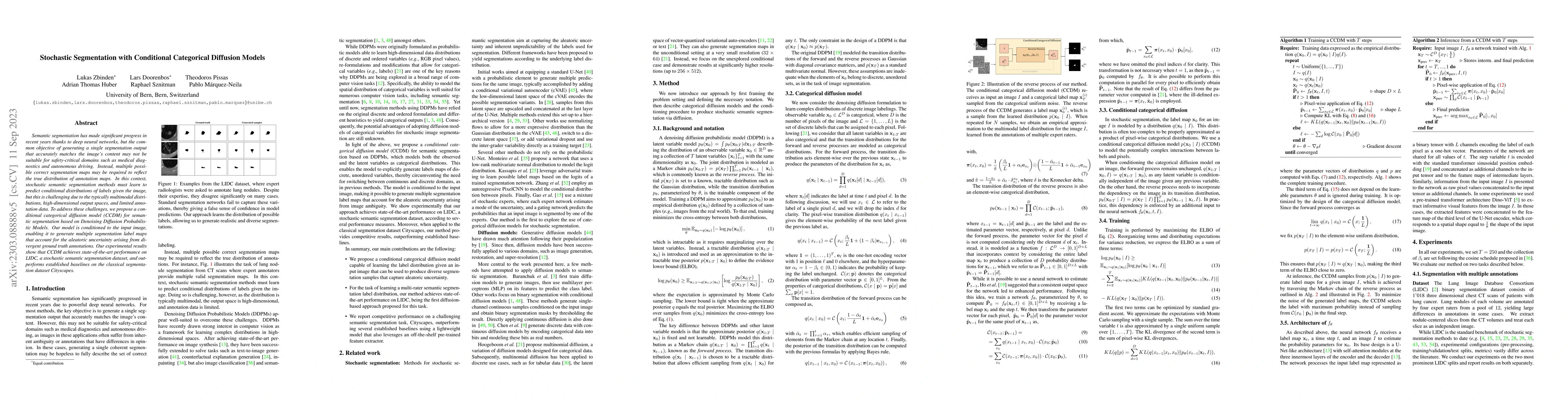 Thumbnail for Stochastic Segmentation with Conditional Categorical Diffusion Models