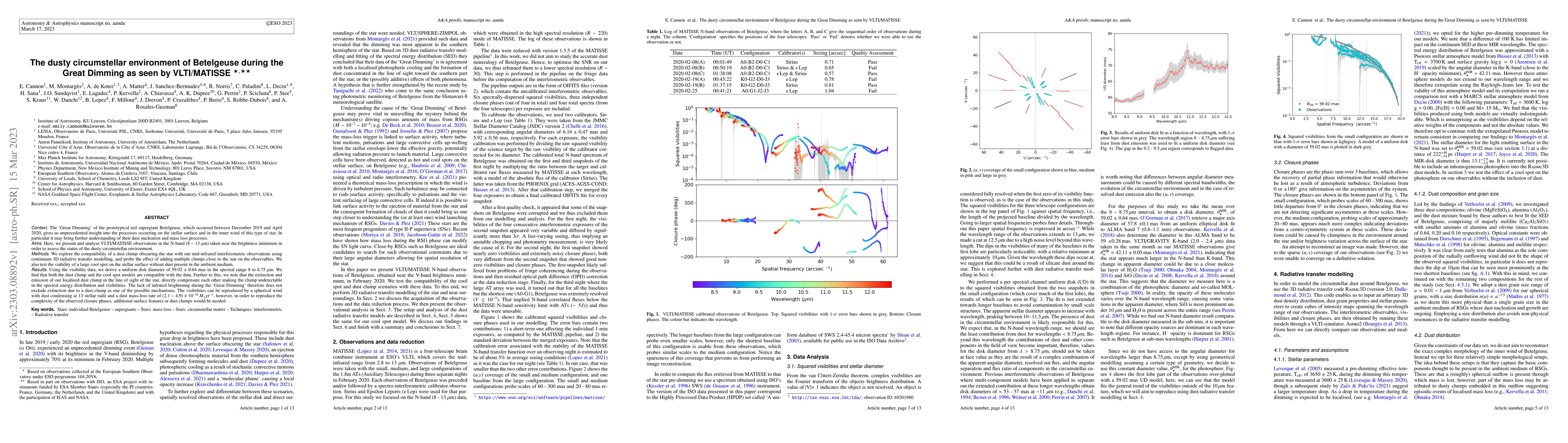 Thumbnail for The dusty circumstellar environment of Betelgeuse during the Great
  Dimming as seen by VLTI/MATISSE