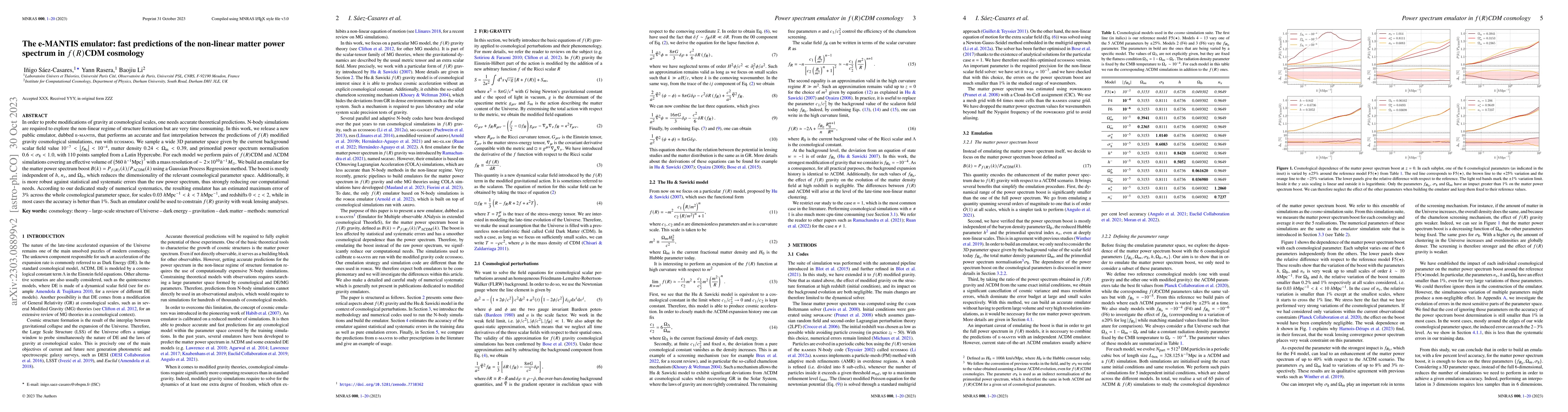 Thumbnail for The e-MANTIS emulator: fast predictions of the non-linear matter power
  spectrum in $f(R)$CDM cosmology