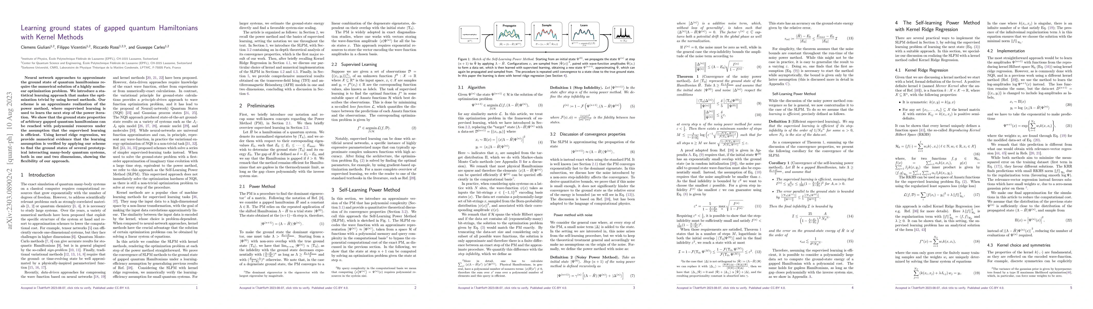 Thumbnail for Learning ground states of gapped quantum Hamiltonians with Kernel
  Methods