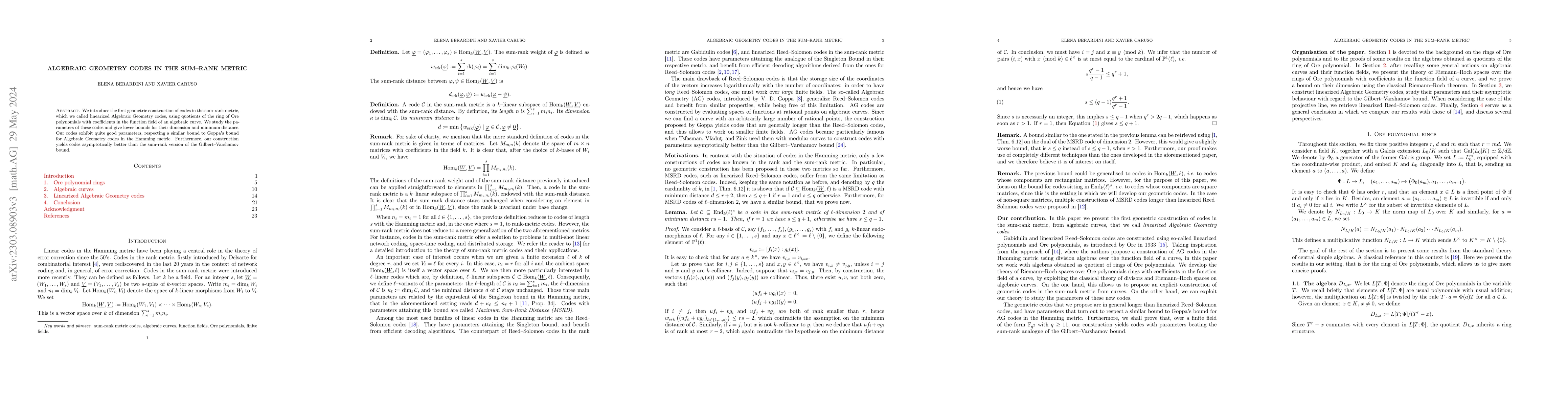 Thumbnail for Algebraic Geometry codes in the sum-rank metric