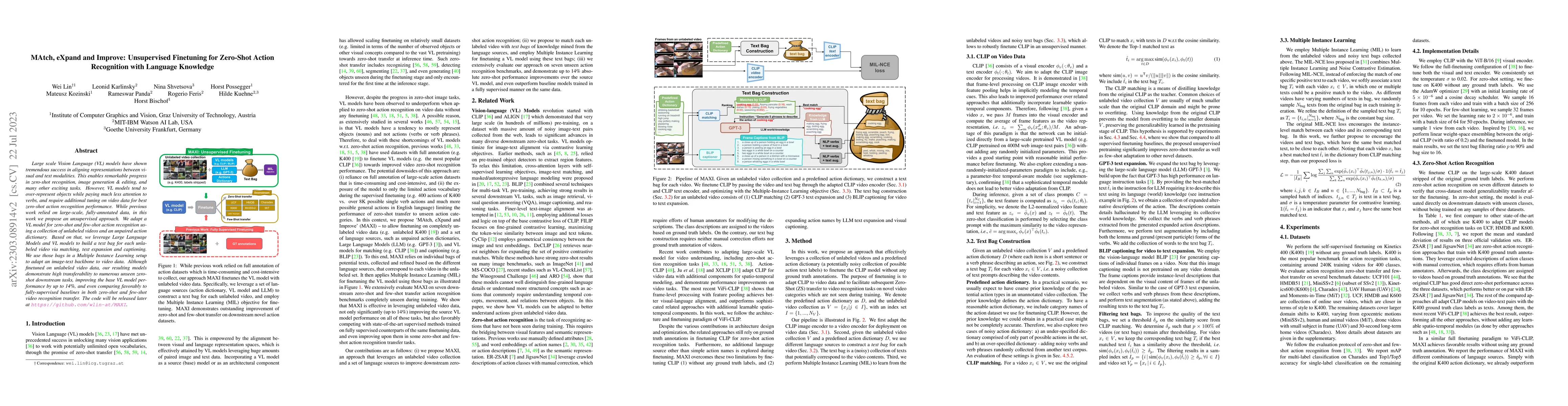 Thumbnail for MAtch, eXpand and Improve: Unsupervised Finetuning for Zero-Shot Action
  Recognition with Language Knowledge