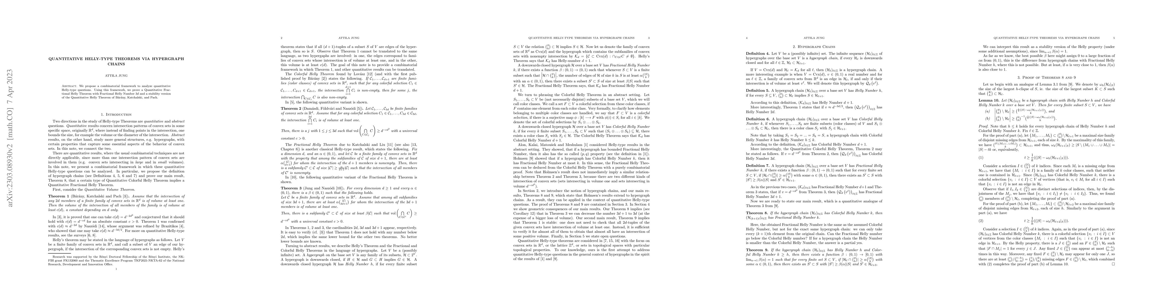 Thumbnail for Quantitative Helly-type Theorems via Hypergraph Chains