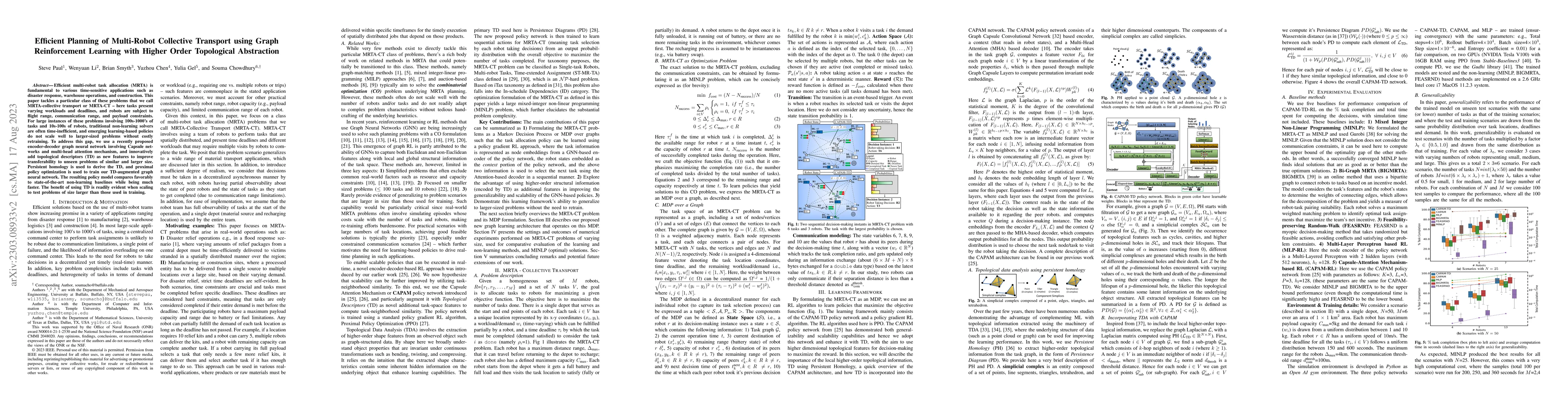 Thumbnail for Efficient Planning of Multi-Robot Collective Transport using Graph
  Reinforcement Learning with Higher Order Topological Abstraction