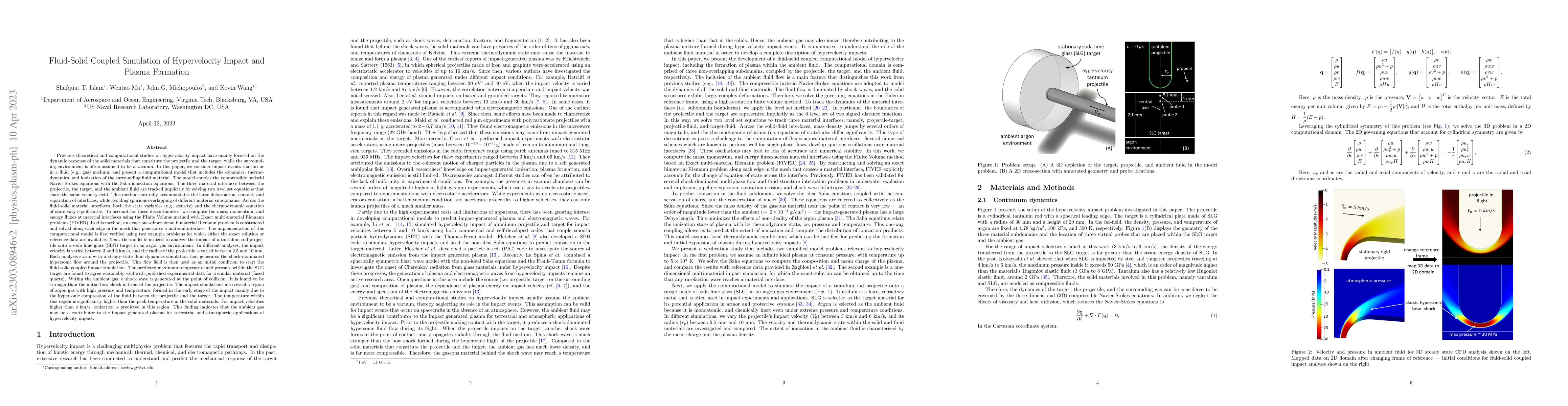 Thumbnail for Fluid-Solid Coupled Simulation of Hypervelocity Impact and Plasma
  Formation
