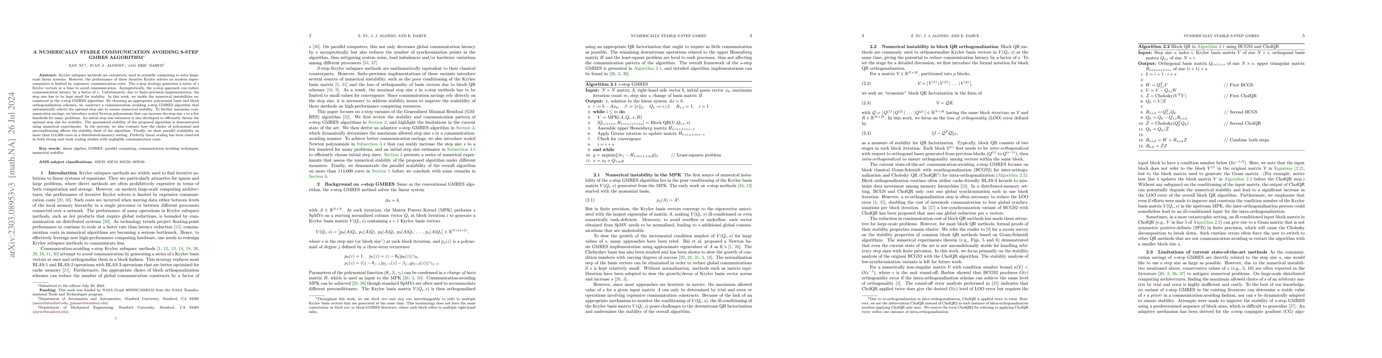 Thumbnail for A numerically stable communication-avoiding s-step GMRES algorithm