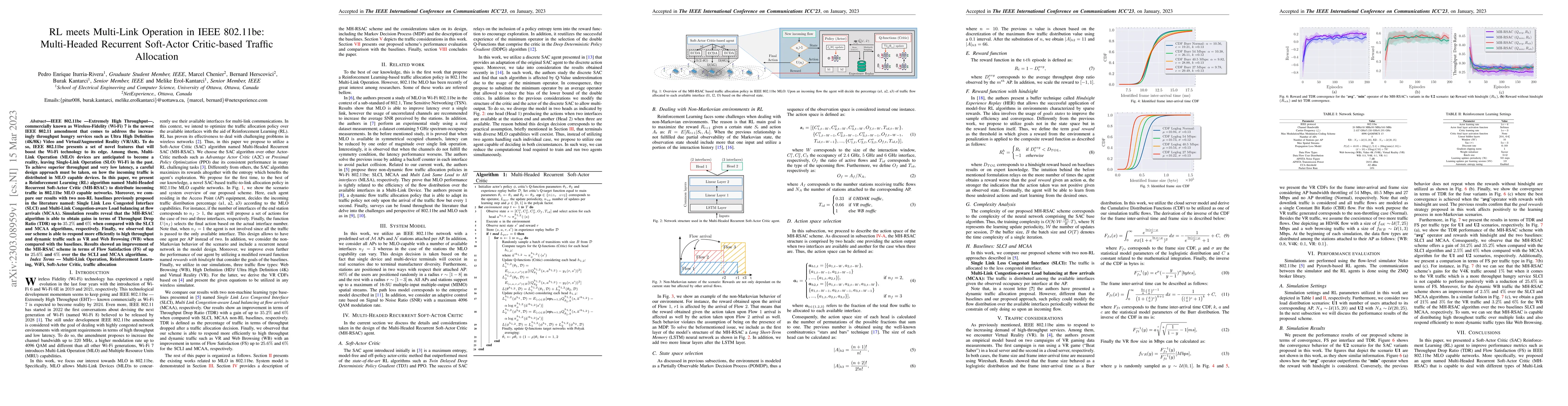 Thumbnail for RL meets Multi-Link Operation in IEEE 802.11be: Multi-Headed Recurrent
  Soft-Actor Critic-based Traffic Allocation