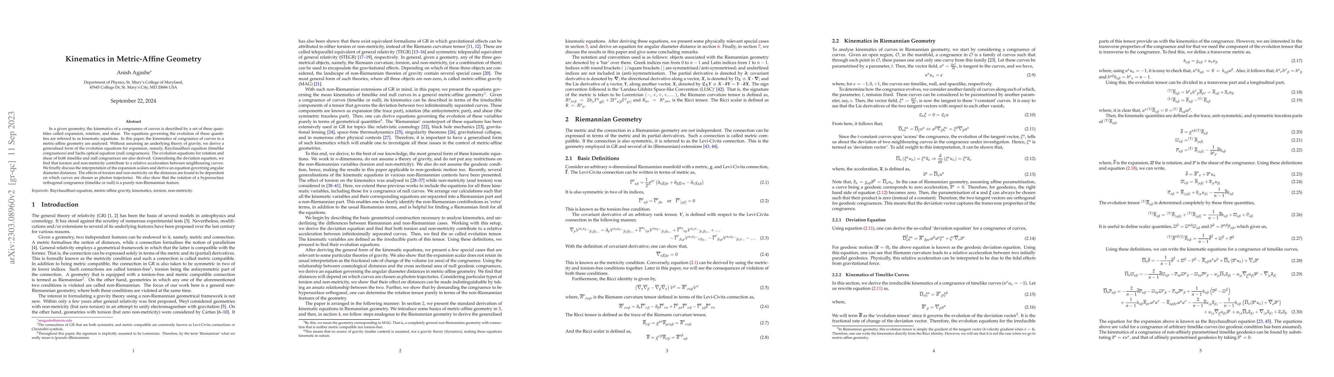 Thumbnail for Kinematics in Metric-Affine Geometry