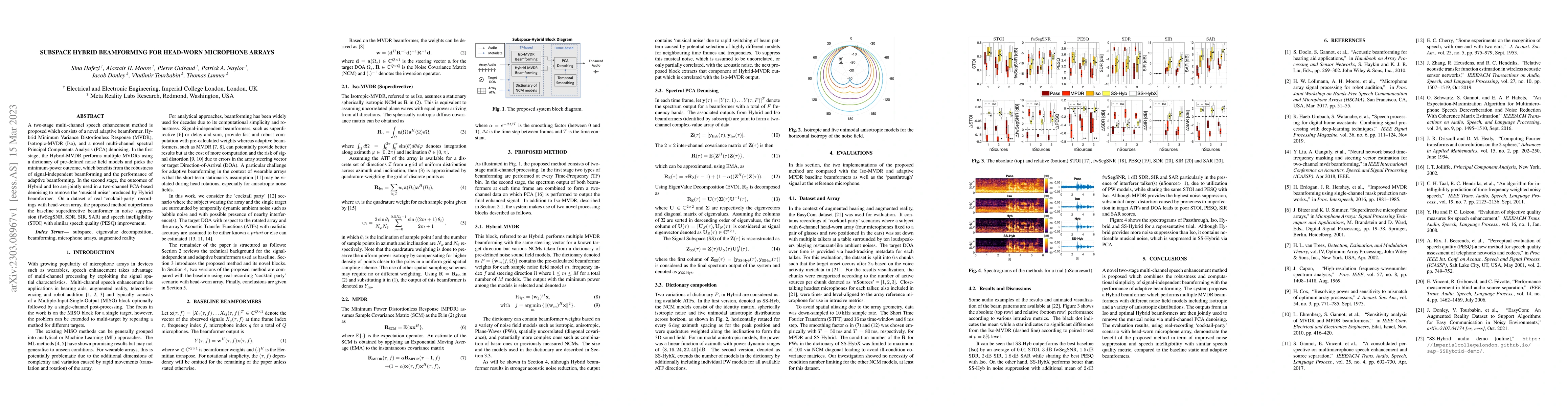 Thumbnail for Subspace Hybrid Beamforming for Head-worn Microphone Arrays