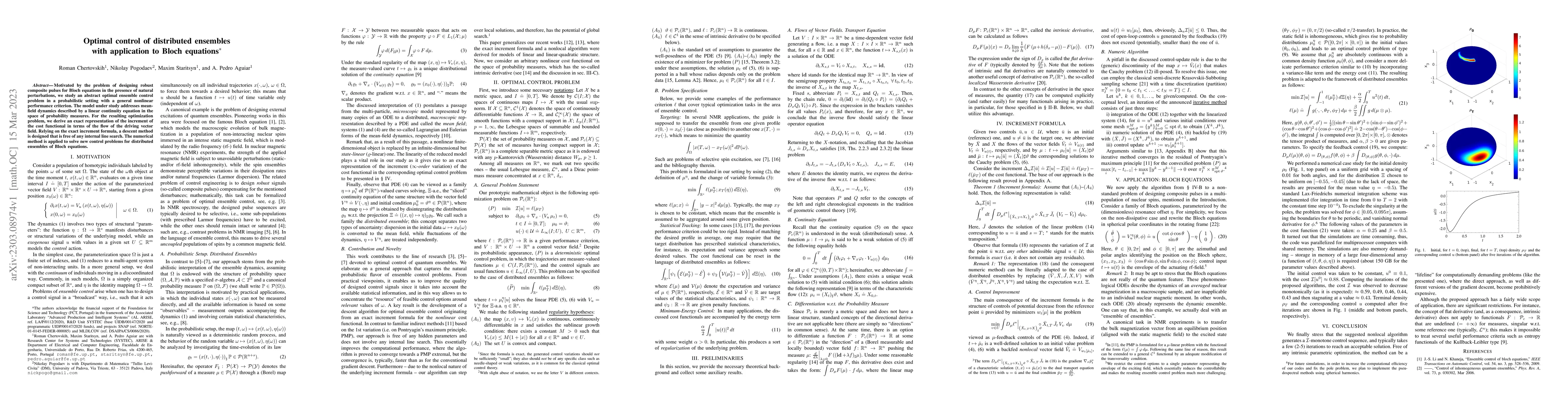 Thumbnail for Optimal control of distributed ensembles with application to Bloch
  equations