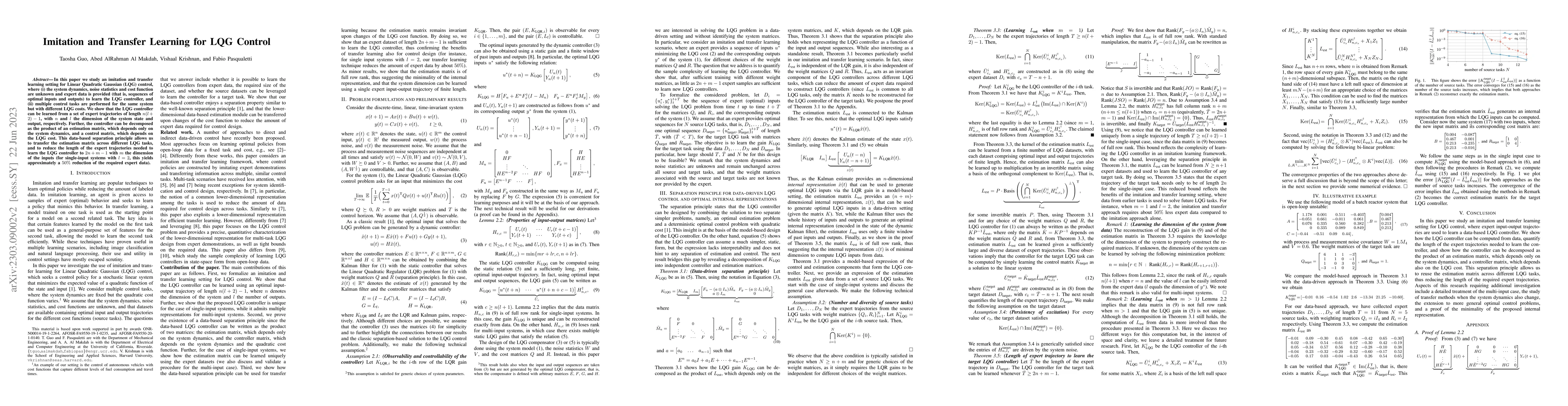 Thumbnail for Imitation and Transfer Learning for LQG Control