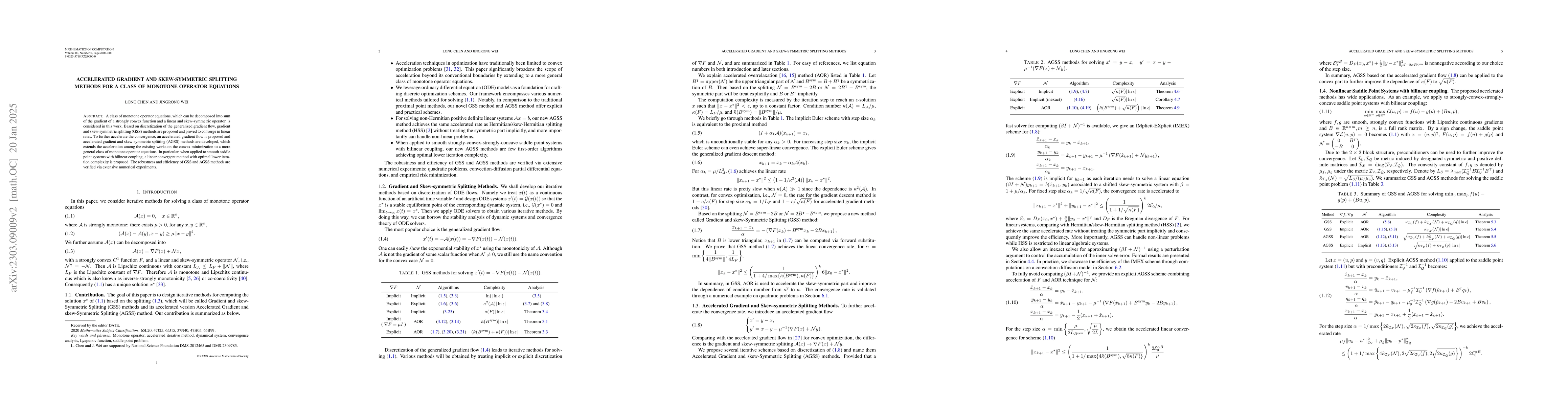 Thumbnail for Accelerated Gradient and Skew-Symmetric Splitting Methods for a Class of
  Monotone Operator Equations
