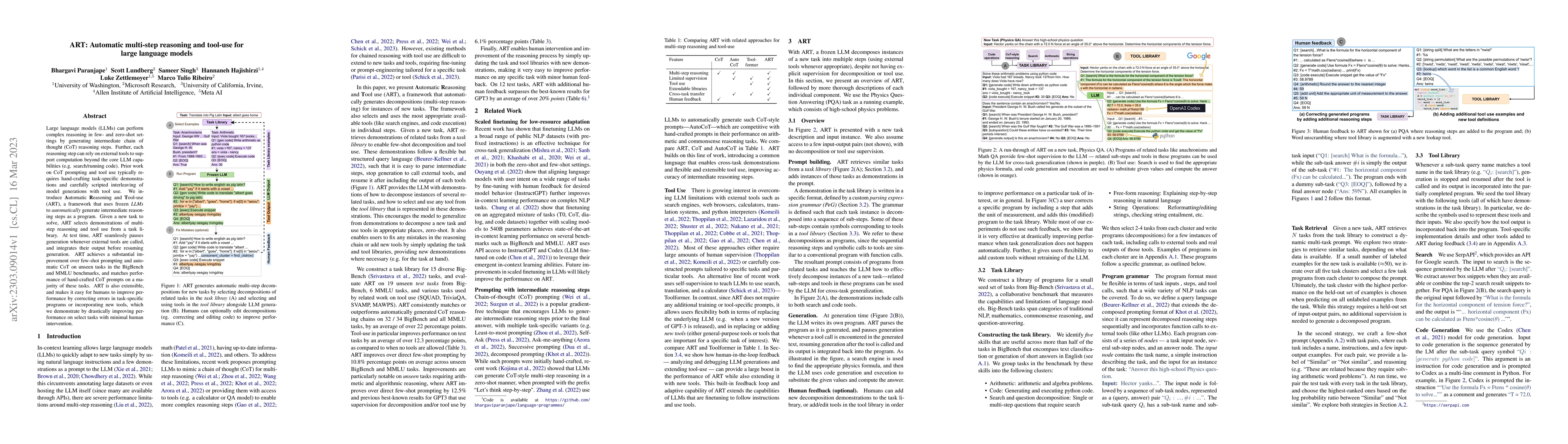 Thumbnail for ART: Automatic multi-step reasoning and tool-use for large language
  models