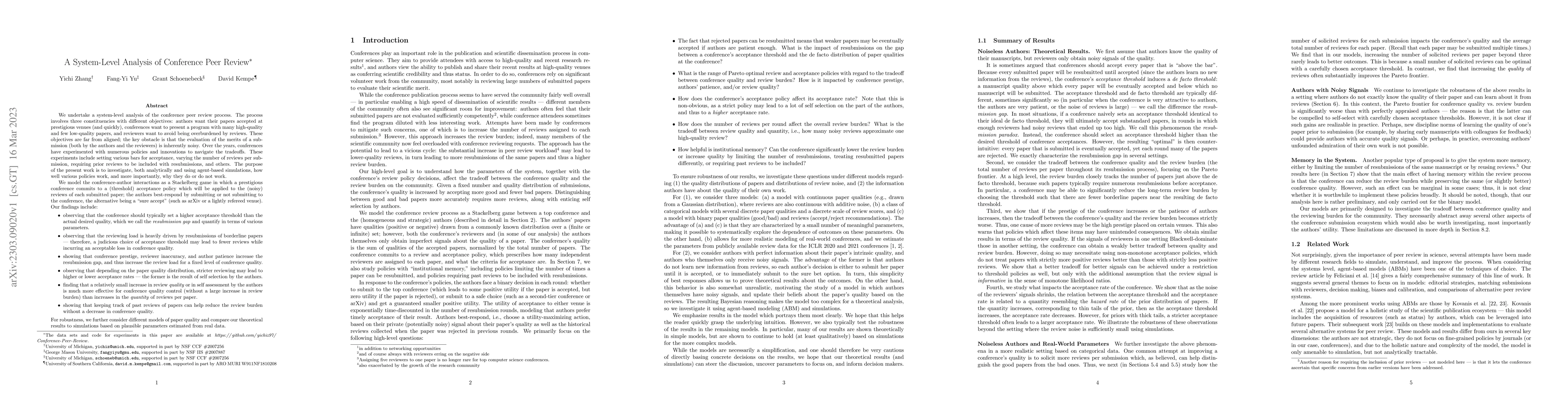 Thumbnail for A System-Level Analysis of Conference Peer Review
