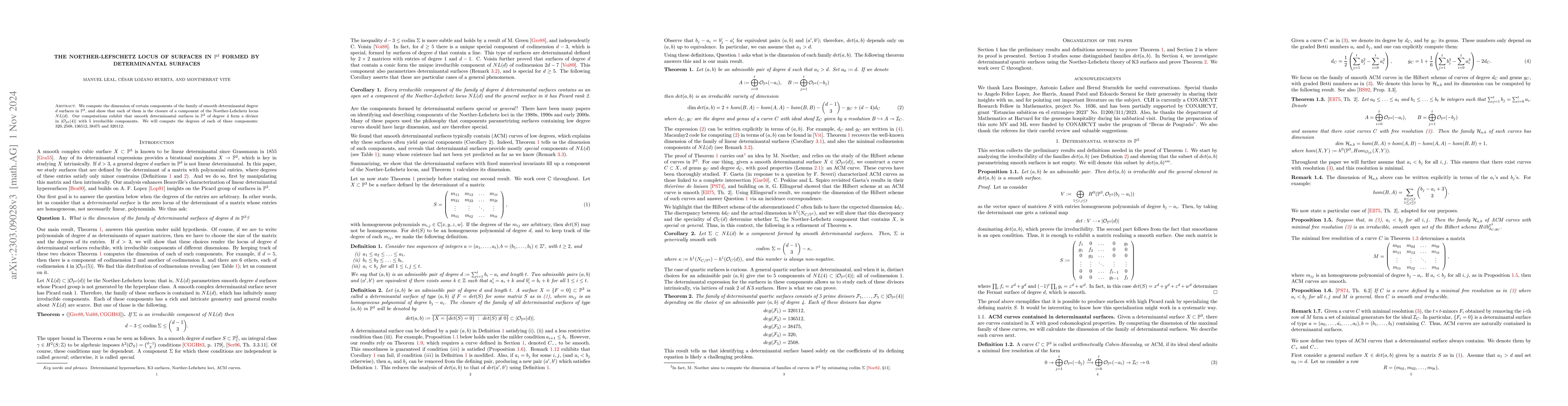 Thumbnail for The Noether-Lefschetz locus of surfaces in $\mathbb{P}^3$ formed by
  determinantal surfaces