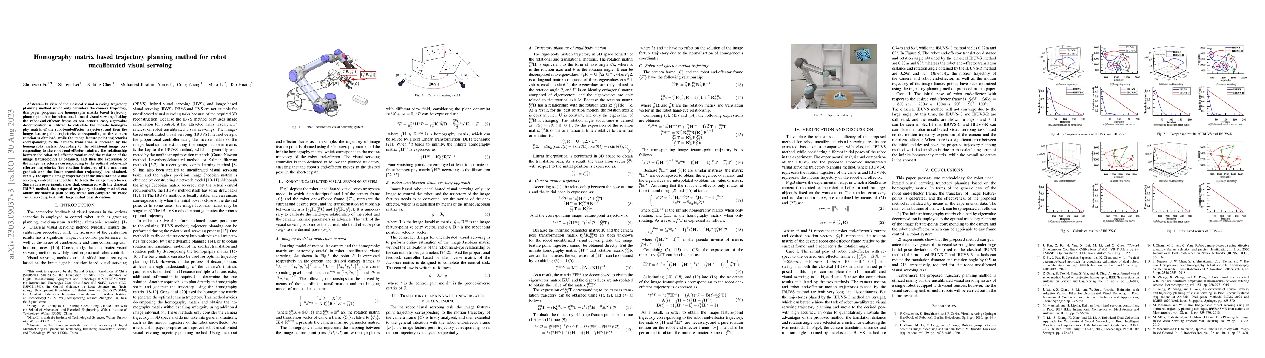 Thumbnail for Homography matrix based trajectory planning method for robot
  uncalibrated visual servoing