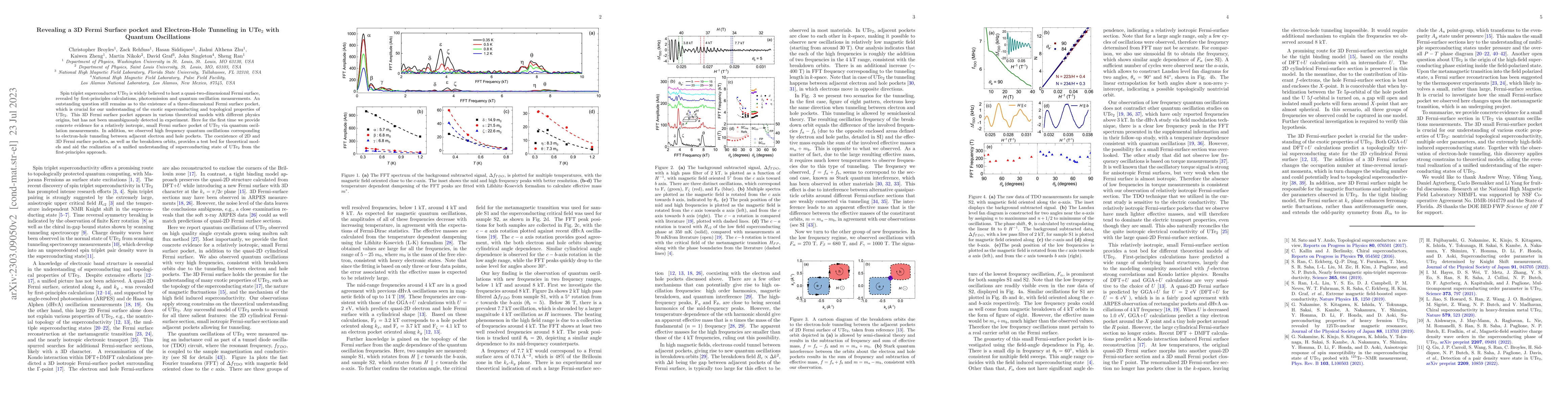 Thumbnail for Revealing a 3D Fermi Surface Pocket and Electron-Hole Tunneling in
  UTe$_{2}$ with Quantum Oscillations