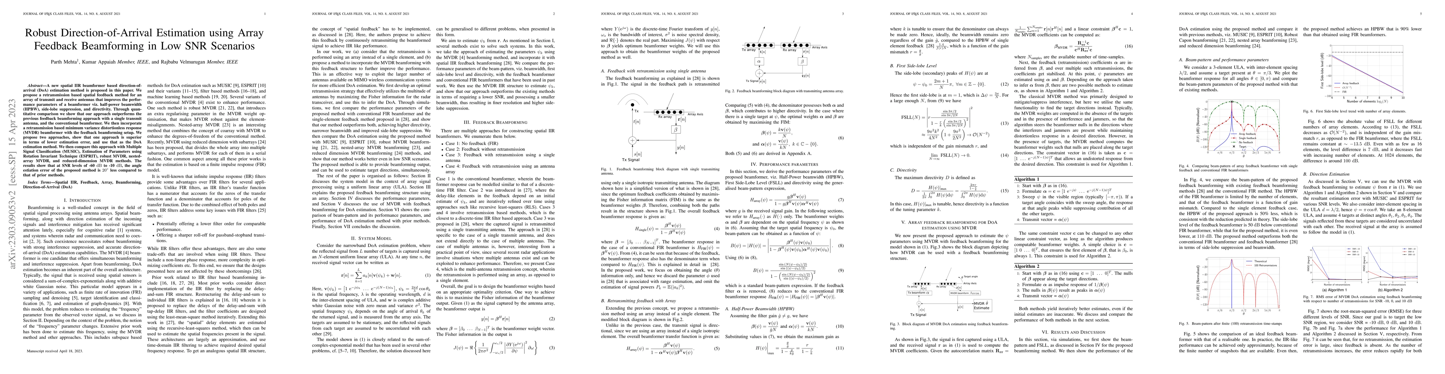 Thumbnail for Robust Direction-of-Arrival Estimation using Array Feedback Beamforming
  in Low SNR Scenarios