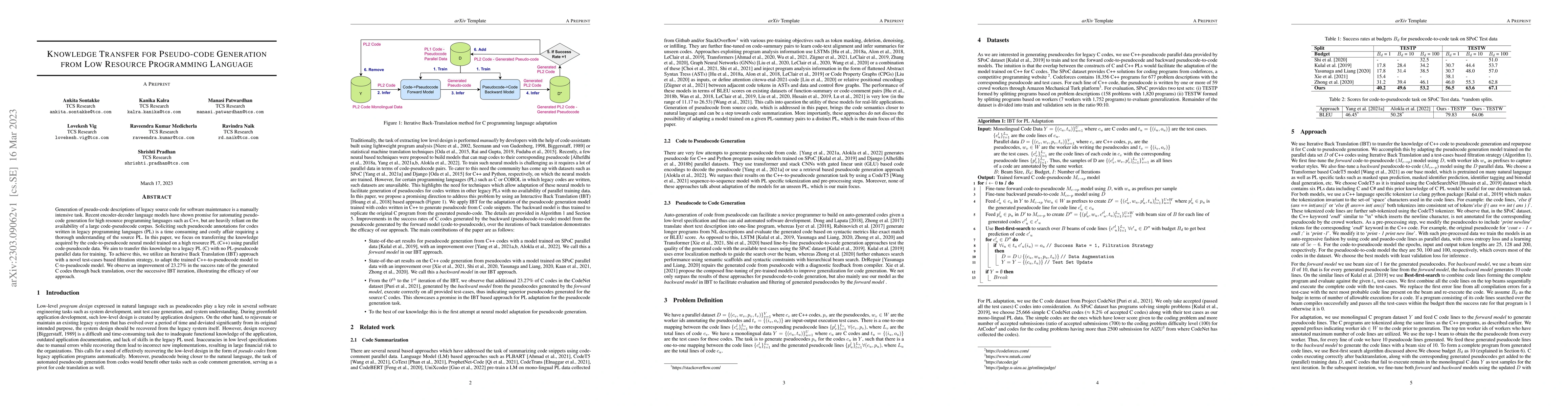 Thumbnail for Knowledge Transfer for Pseudo-code Generation from Low Resource
  Programming Language