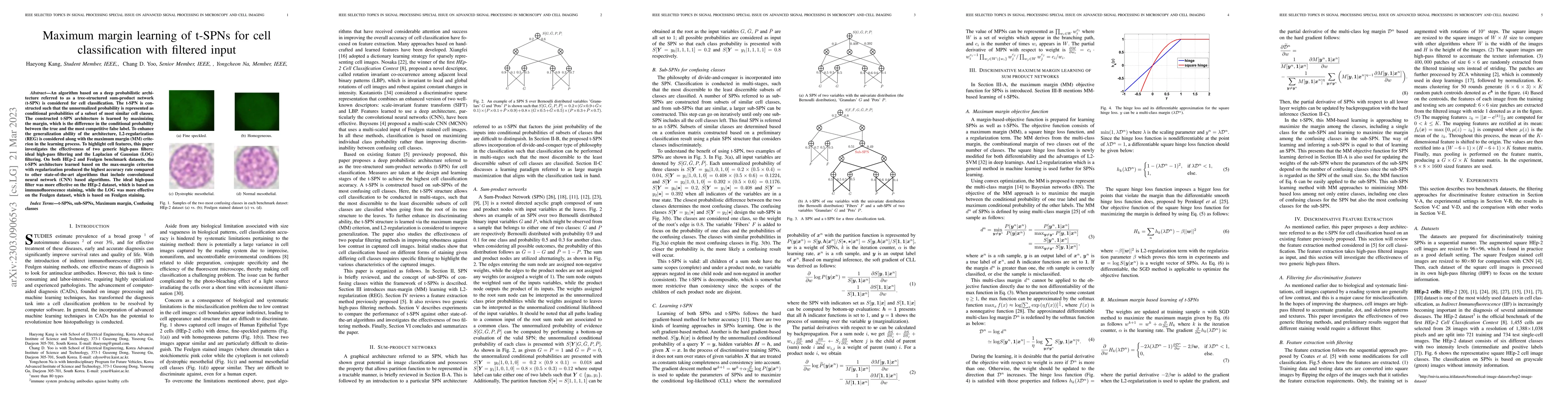 Thumbnail for Maximum margin learning of t-SPNs for cell classification with filtered
  input