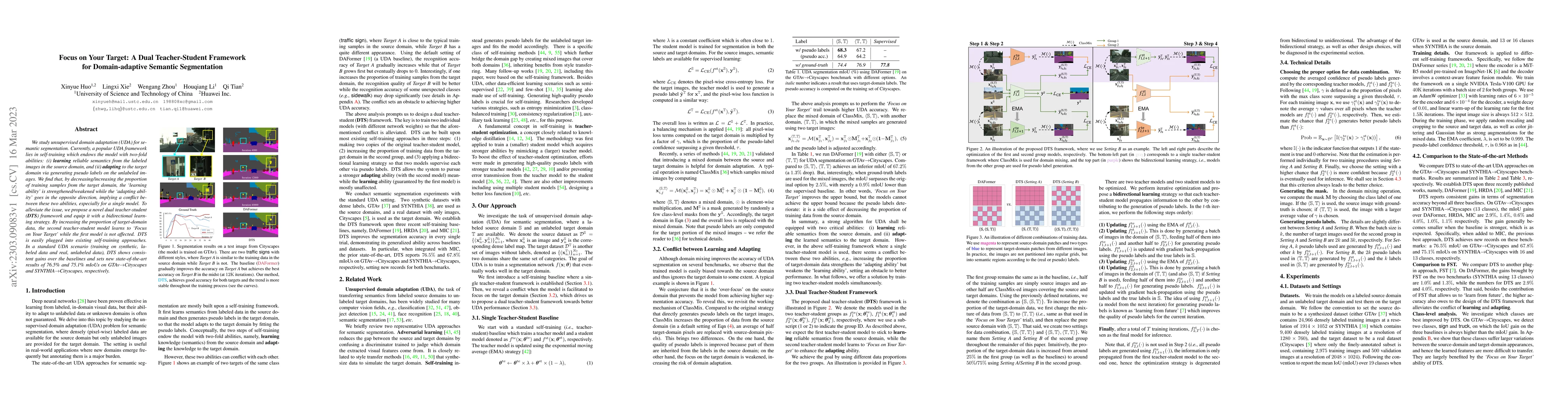 Thumbnail for Focus on Your Target: A Dual Teacher-Student Framework for
  Domain-adaptive Semantic Segmentation