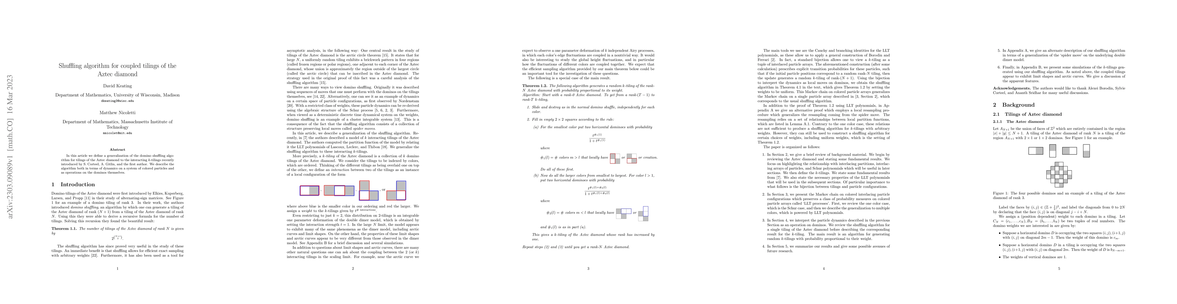 Thumbnail for Shuffling algorithm for coupled tilings of the Aztec diamond
