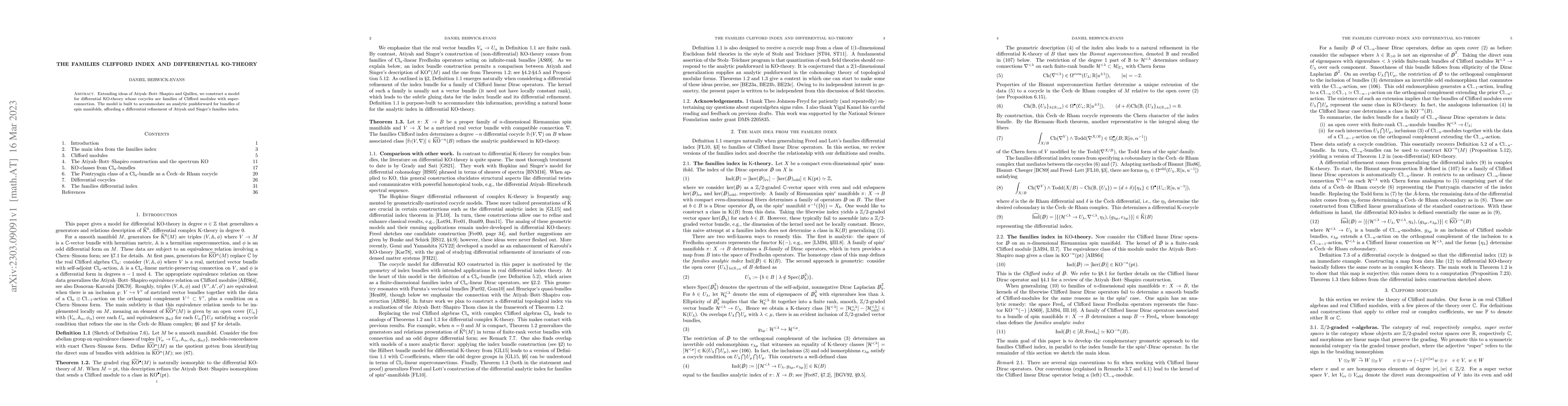 Thumbnail for The families Clifford index and differential KO-theory