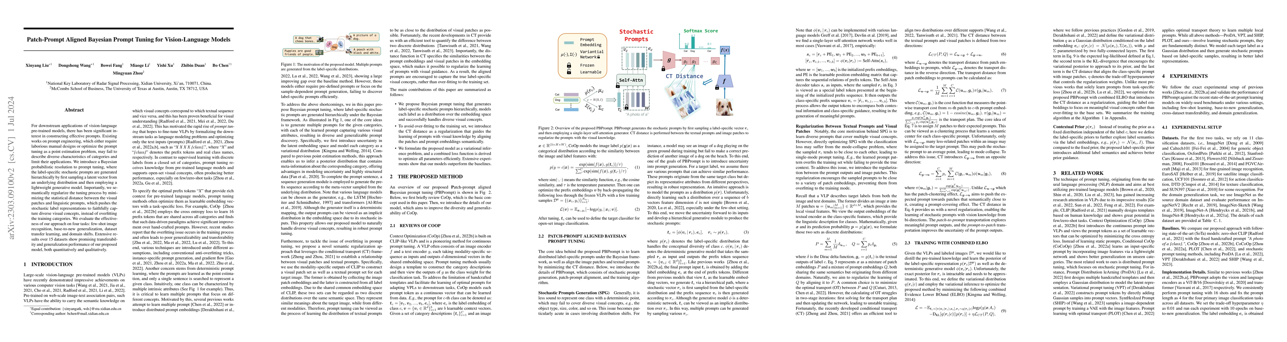 Thumbnail for Patch-Prompt Aligned Bayesian Prompt Tuning for Vision-Language Models
