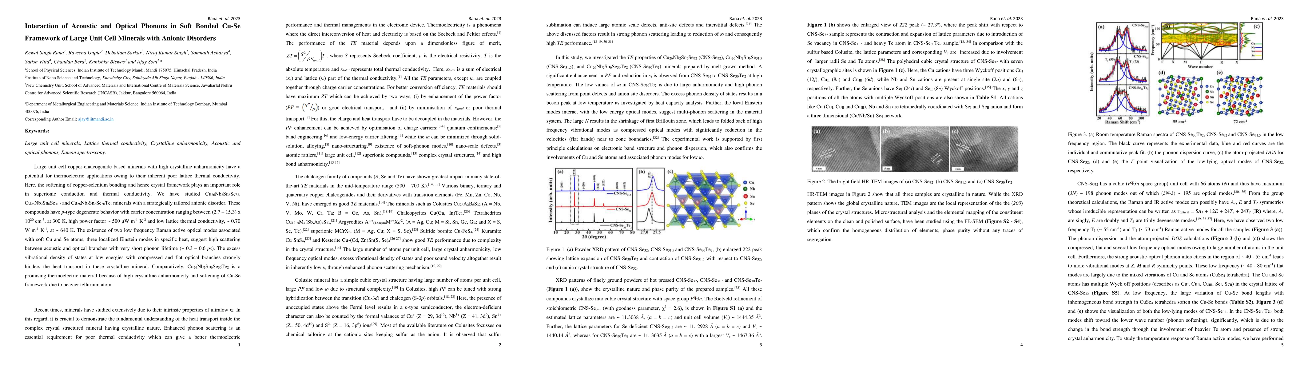Thumbnail for Interaction of Acoustic and Optical Phonons in Soft Bonded Cu-Se
  Framework of Large Unit Cell Minerals with Anionic Disorders