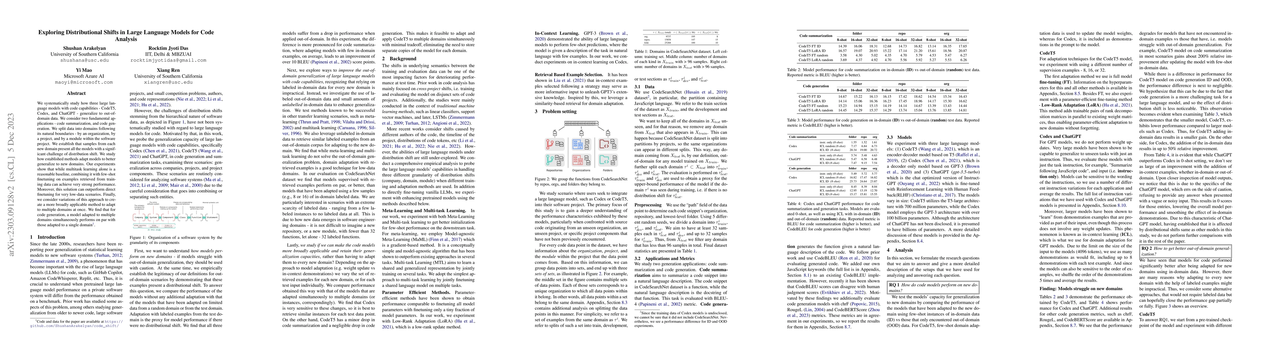 Thumbnail for Exploring Distributional Shifts in Large Language Models for Code
  Analysis
