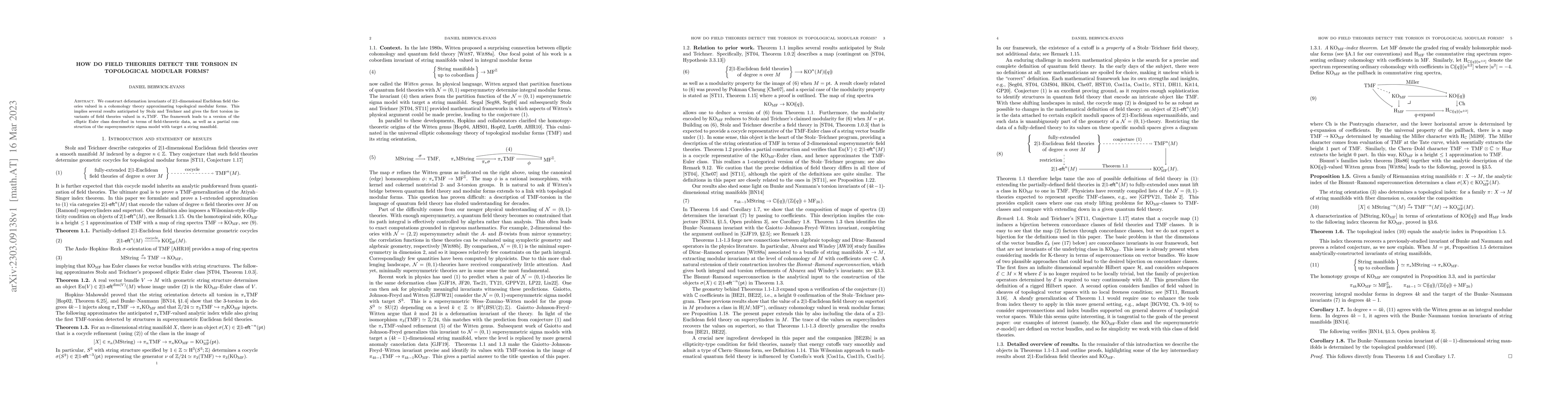 Thumbnail for How do field theories detect the torsion in topological modular forms?